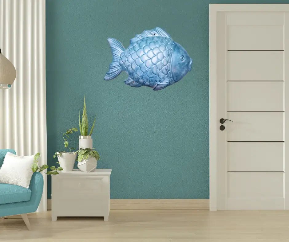 Wall Fish Sculpture in Epoxy Resin with Metallic Finish Wholesale FYGDA