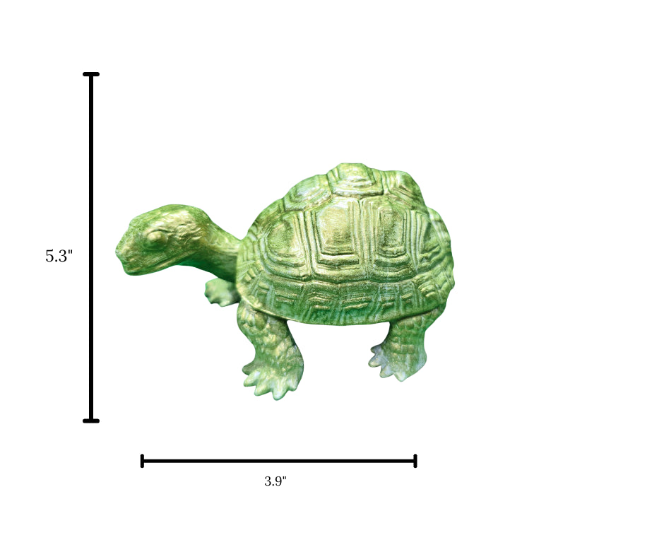 Small Turtle Figurine in Epoxy Resin with Metallic Finish