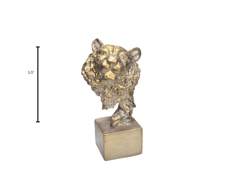 Tiger Head Sculpture in Epoxy Resin with Metallic Finish