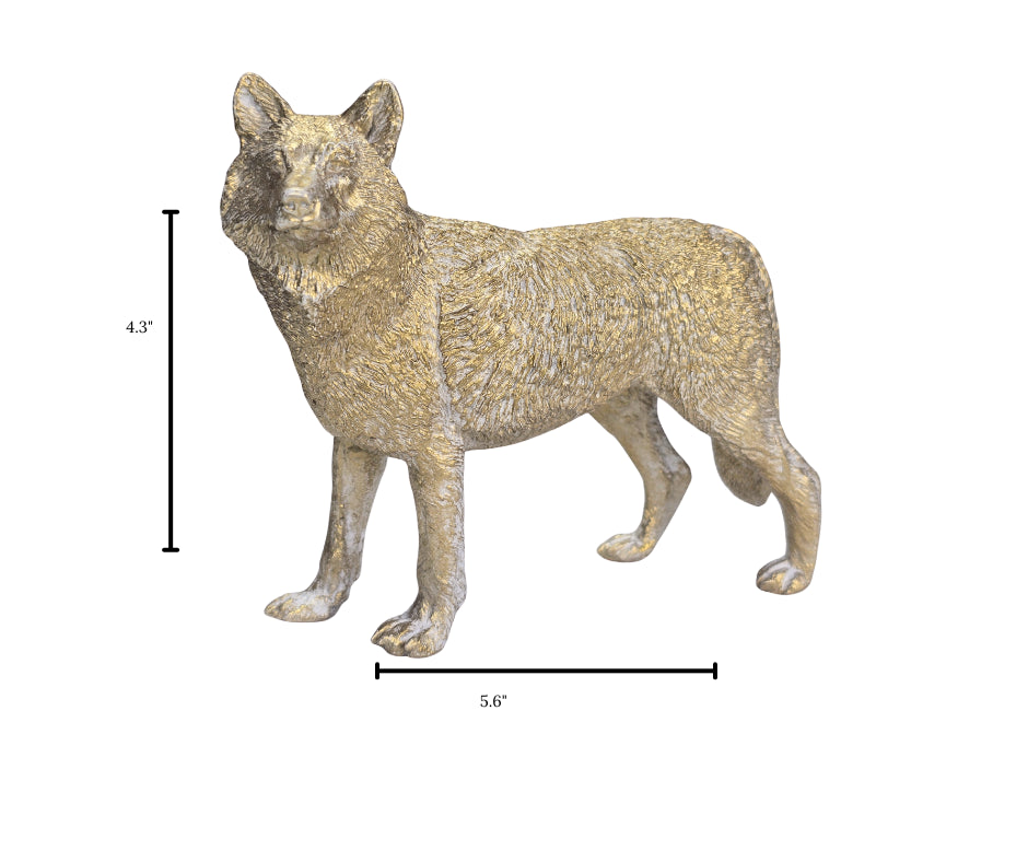 Wolf Statue in Epoxy Resin with Metallic Finish
