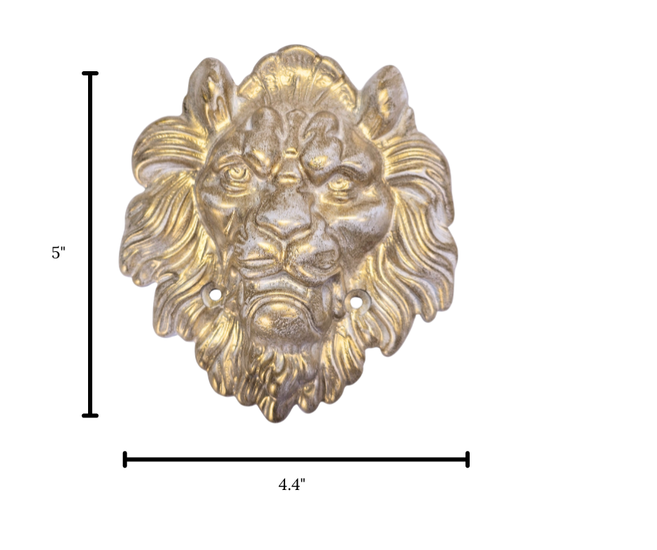 Wall Lion Head Sculpture in Epoxy Resin with Metallic Style