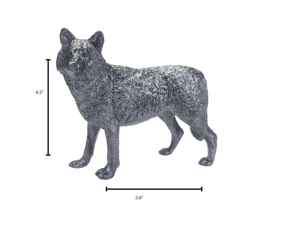 Wolf Statue in Epoxy Resin with Metallic Finish