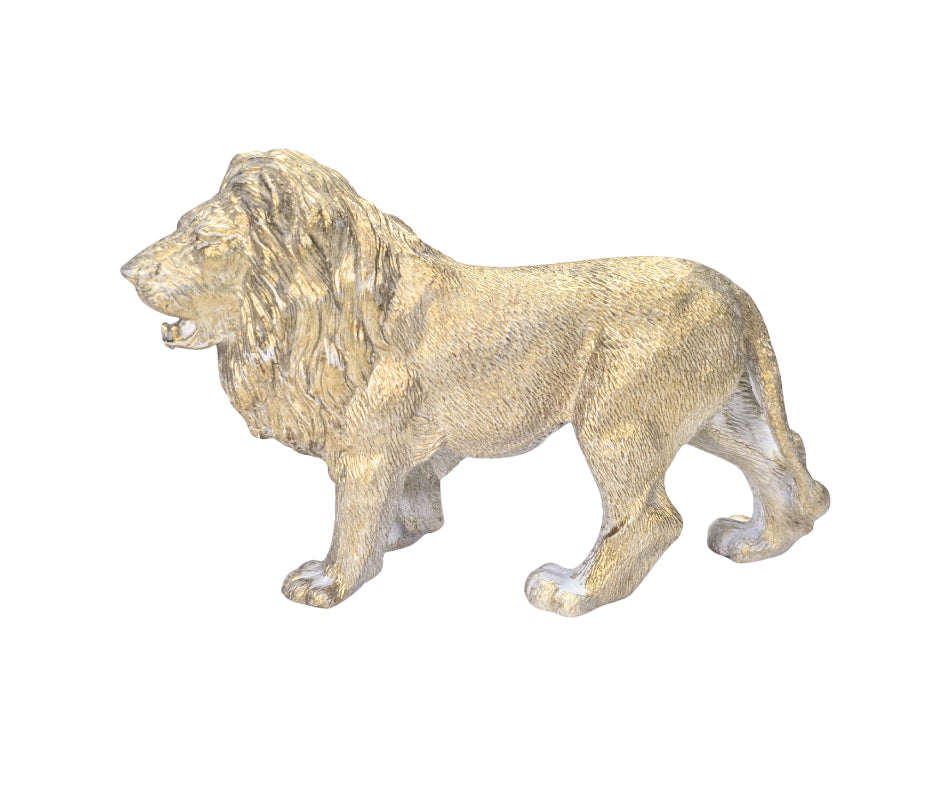 Golden Lion Sculpture in Epoxy Resin – Metallic Finish