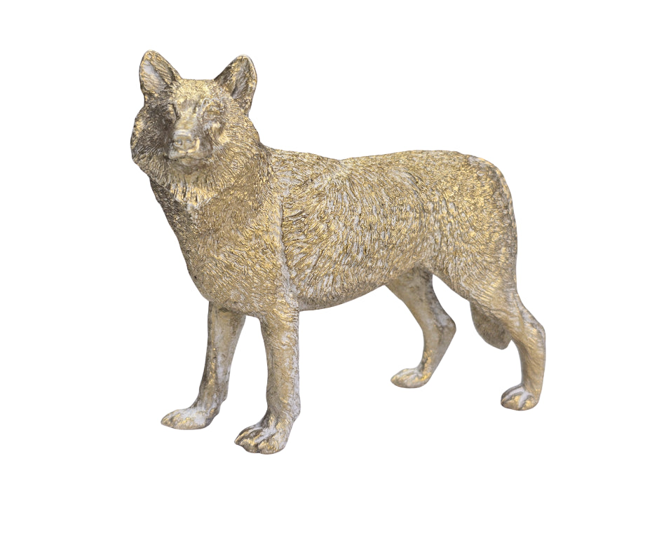 Wolf Statue in Epoxy Resin with Metallic Finish