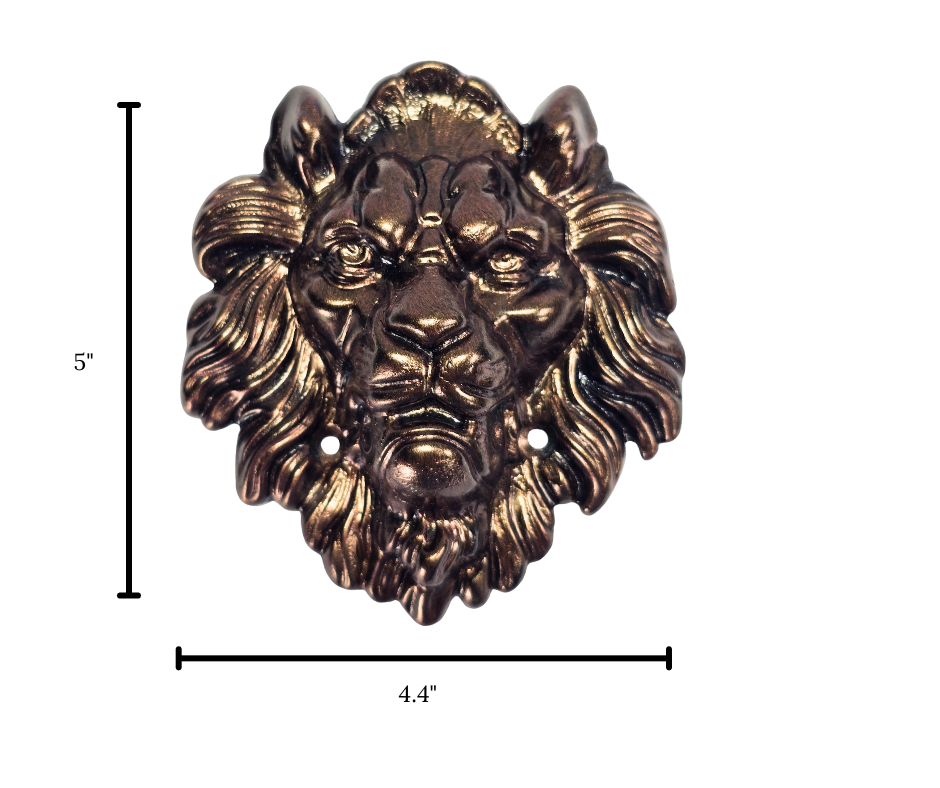 Wall Lion Head Sculpture in Epoxy Resin with Metallic Style