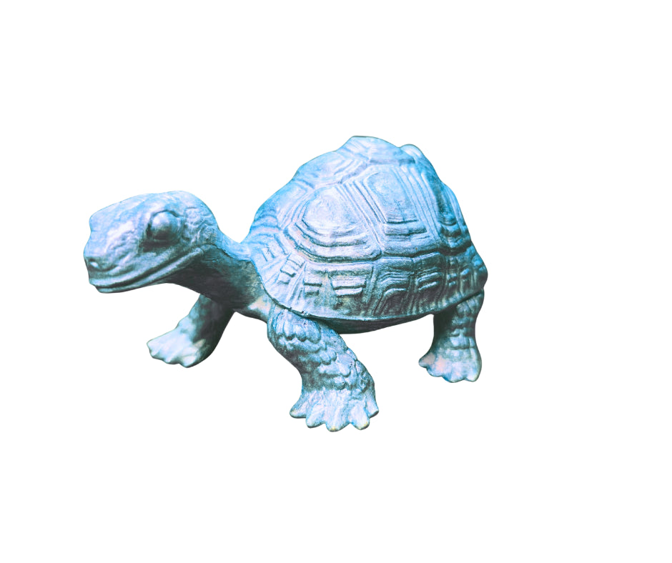 Small Turtle Figurine in Epoxy Resin with Metallic Finish