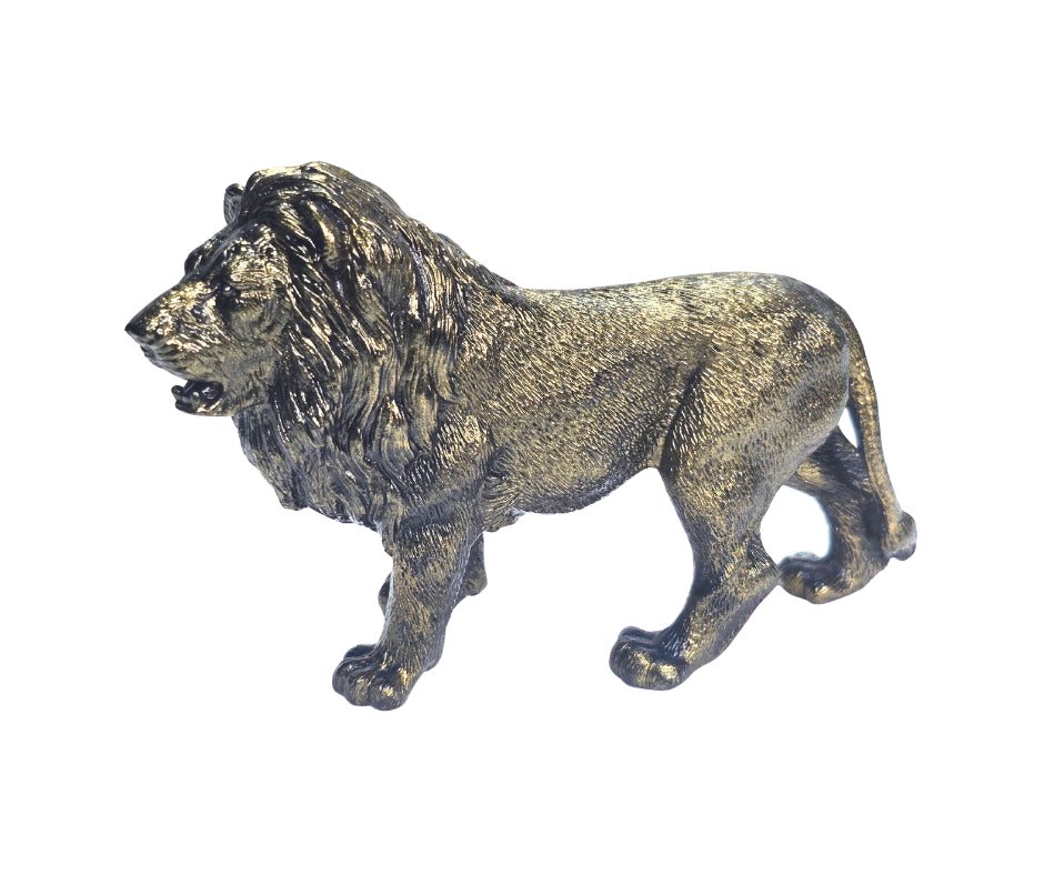 Golden Lion Sculpture in Epoxy Resin – Metallic Finish