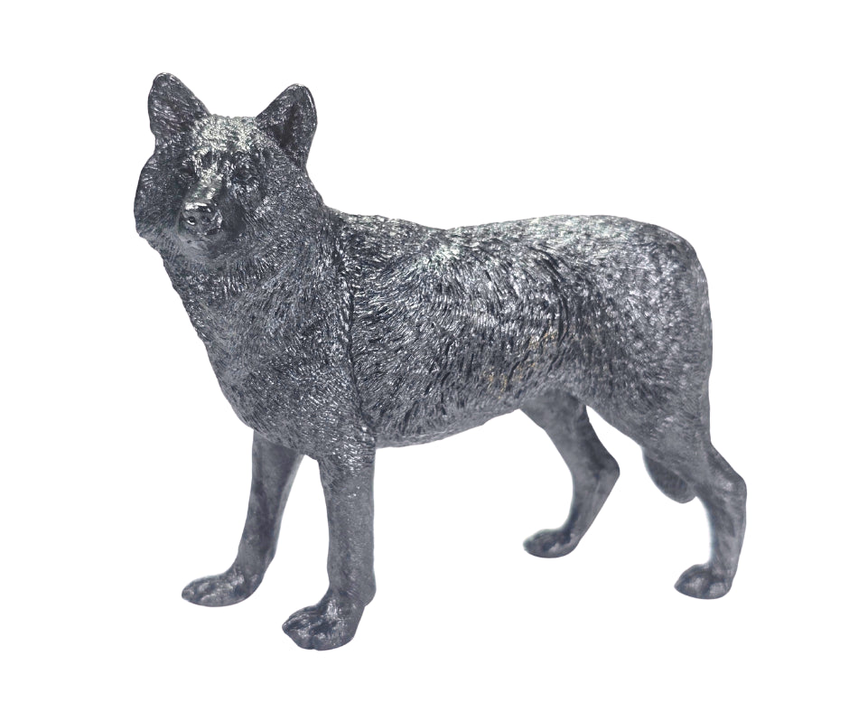 Wolf Statue in Epoxy Resin with Metallic Finish