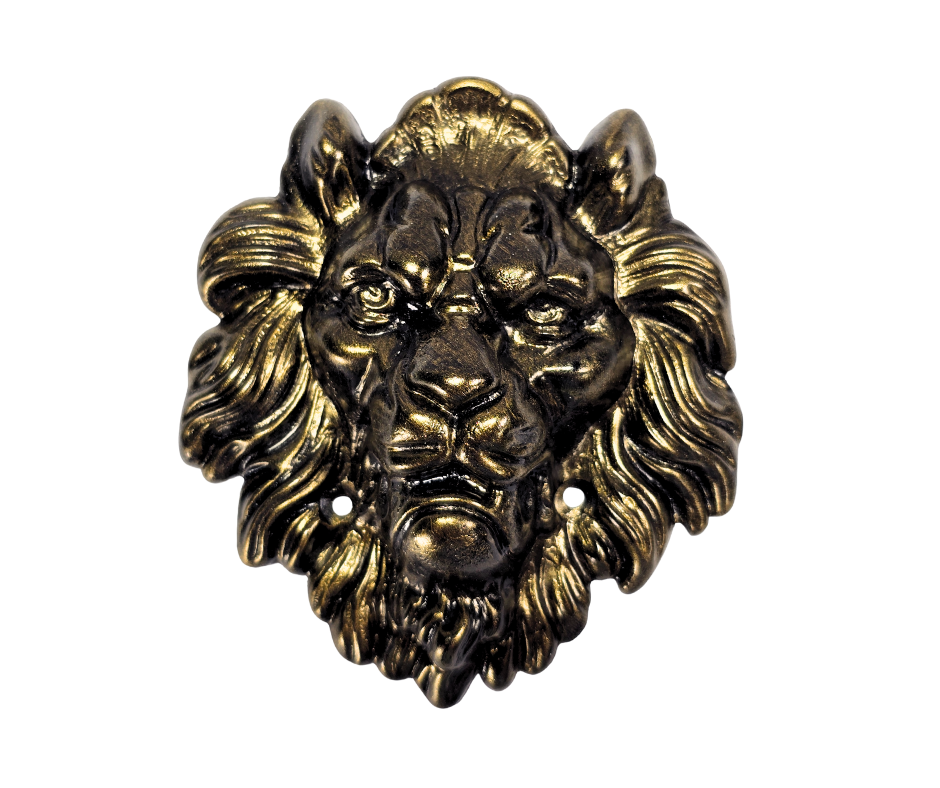 Wall Lion Head Sculpture in Epoxy Resin with Metallic Style