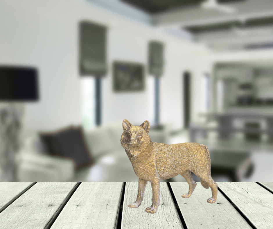 Wolf Statue in Epoxy Resin with Metallic Finish