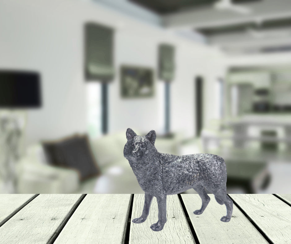 Wolf Statue in Epoxy Resin with Metallic Finish