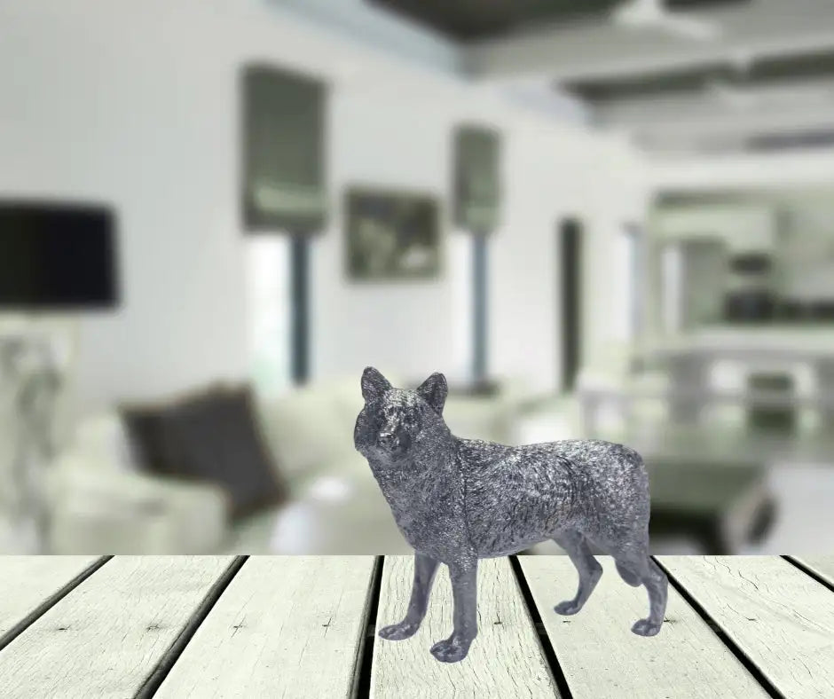 Wolf Statue in Epoxy Resin with Metallic Finish Wholesale FYGDA