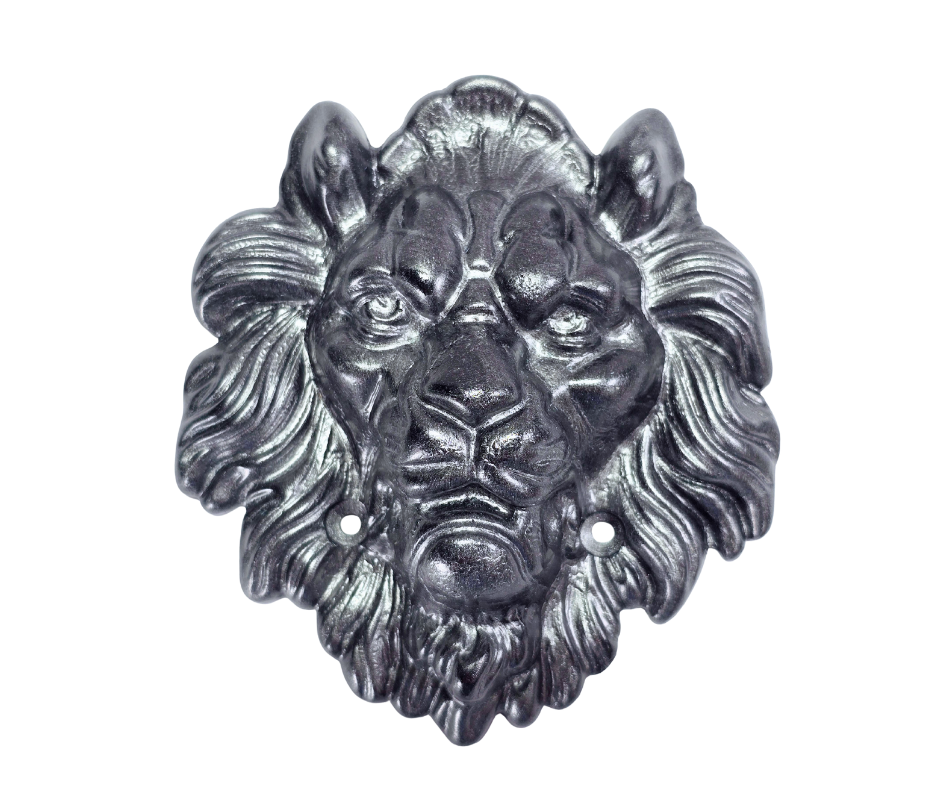 Wall Lion Head Sculpture in Epoxy Resin with Metallic Style