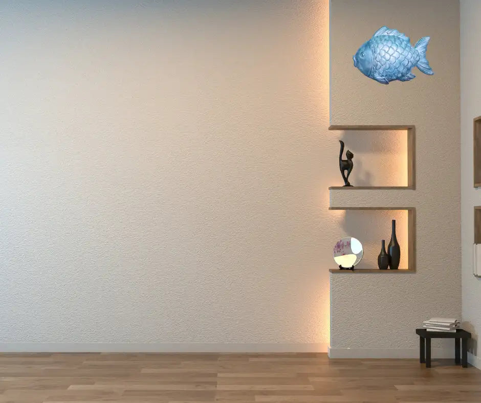 Wall Fish Sculpture in Epoxy Resin with Metallic Finish Wholesale FYGDA