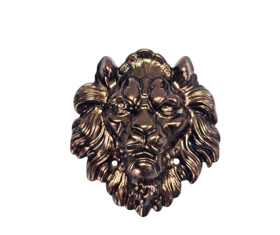 Wall Lion Head Sculpture in Epoxy Resin with Metallic Style