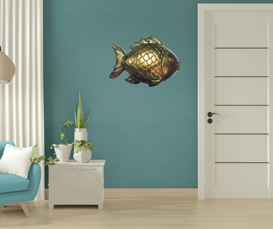 Wall Fish Sculpture in Epoxy Resin – Metallic Finish