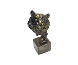 Tiger Head Sculpture in Epoxy Resin with Metallic Finish