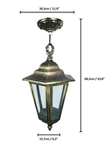 Colonial Ceiling Lantern with Aluminum Finishes - measurements