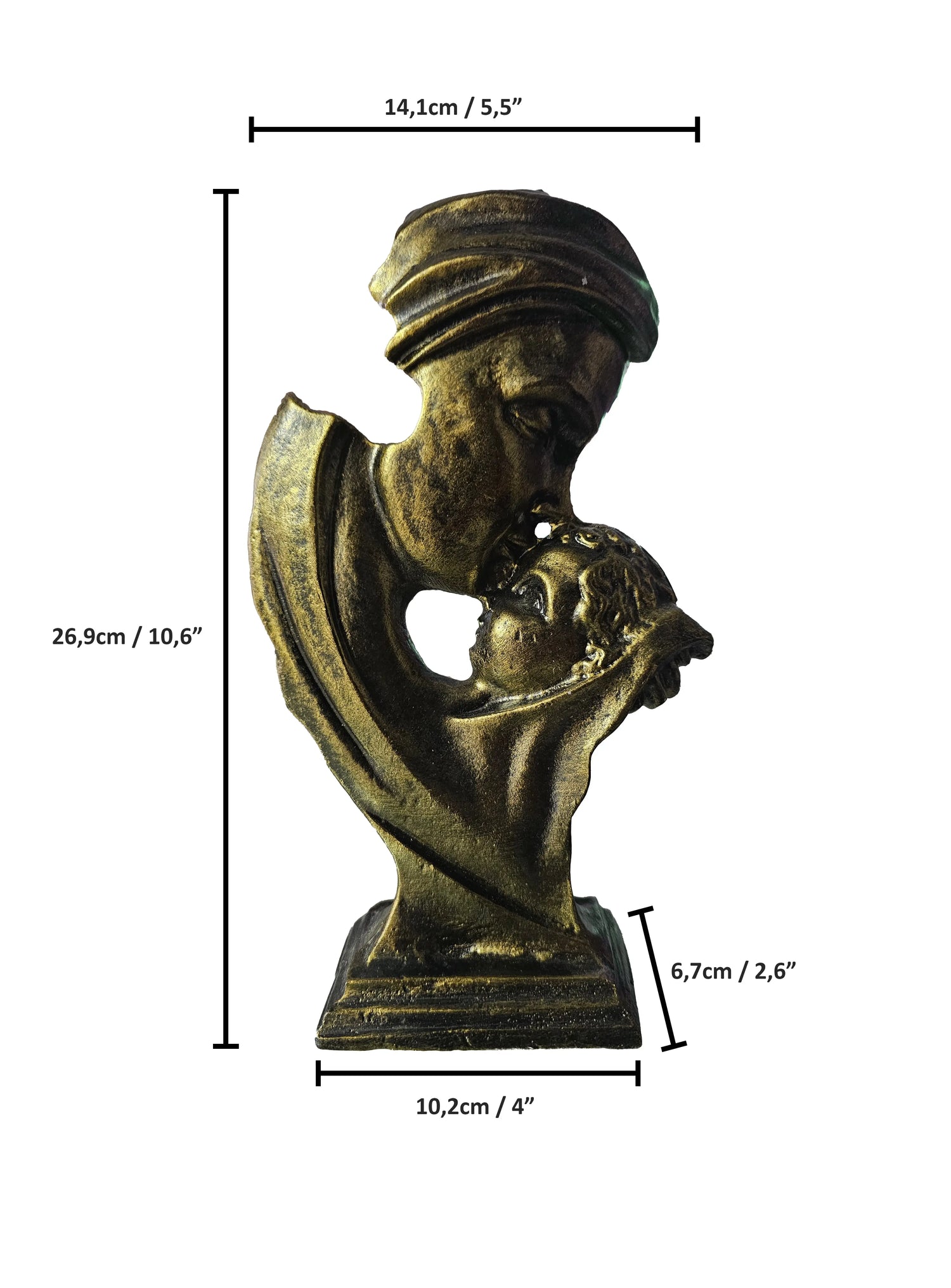 Decorative sculpture of Mothers Love in aluminum - measurements