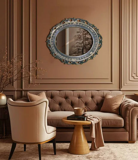 Horizontal Oval Mirror with Aluminum Frame