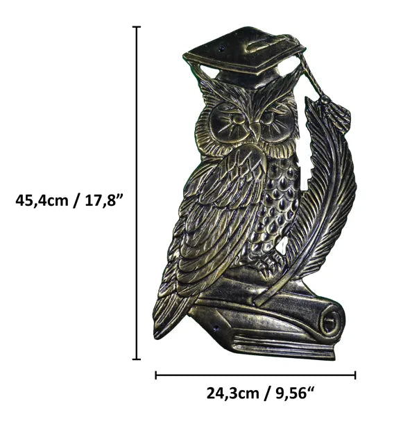 Large Decorative Owl in Aluminum -  measurements