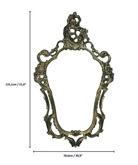 "Louis XV" Large Aluminum Mirror - front measurements