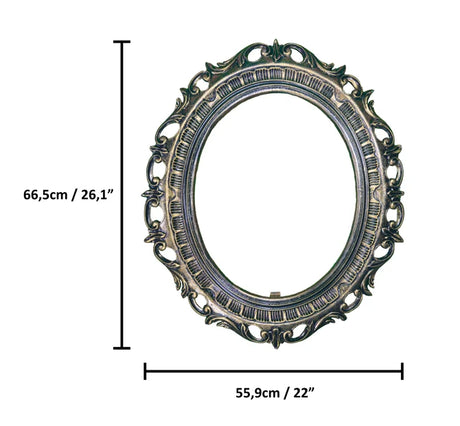 Oval Mirror with Aluminum Frame - front measurement