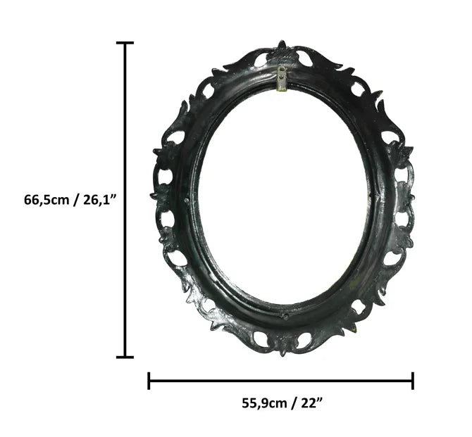 Oval Mirror with Aluminum Frame rear measurement