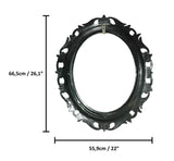 Oval Mirror with Aluminum Frame rear measurement