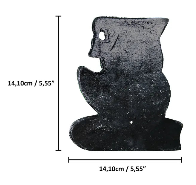 Small Decorative Owl in Aluminum -  rear measurement