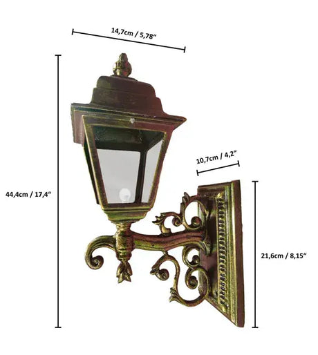 Small Wall Lantern in Aluminum measurements