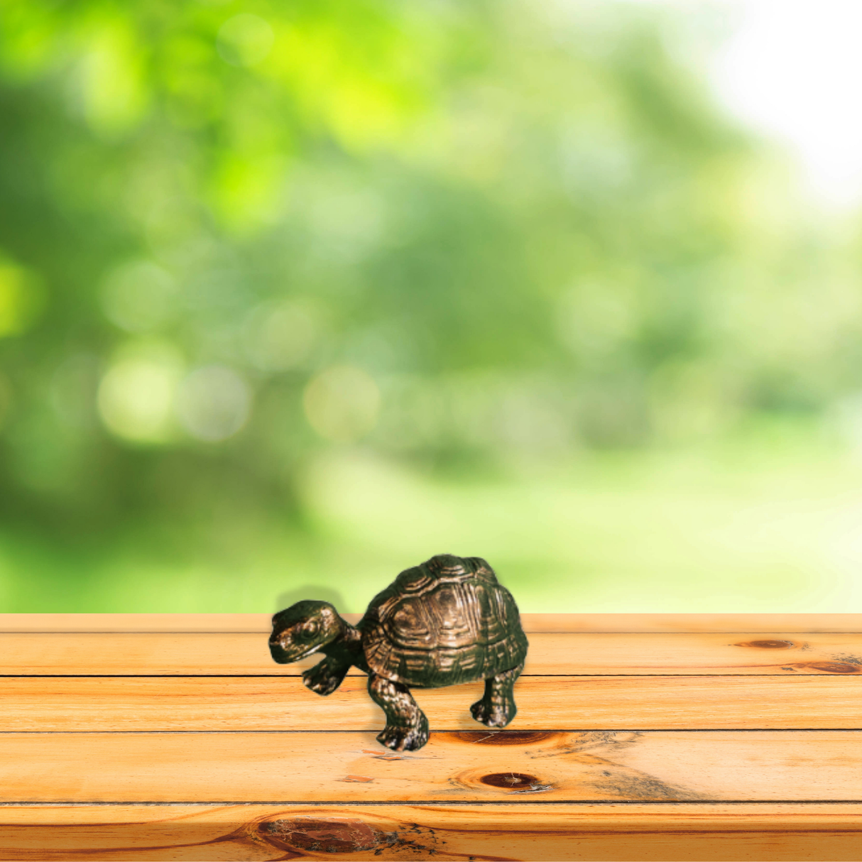 Small Turtle Figurine in Epoxy Resin with Metallic Finish