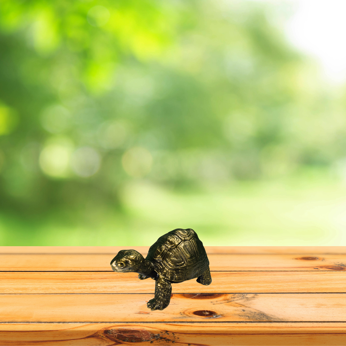 Small Turtle Figurine in Epoxy Resin with Metallic Finish