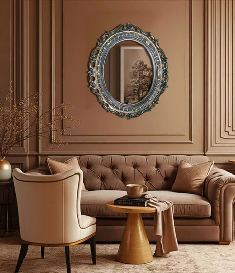 Vertical Oval Mirror with Aluminum Frame